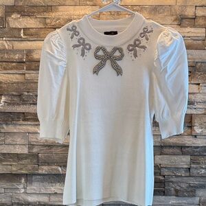Elegant White Embellished Women's Top